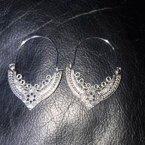 Silver alloy bohemian large hoop earrings